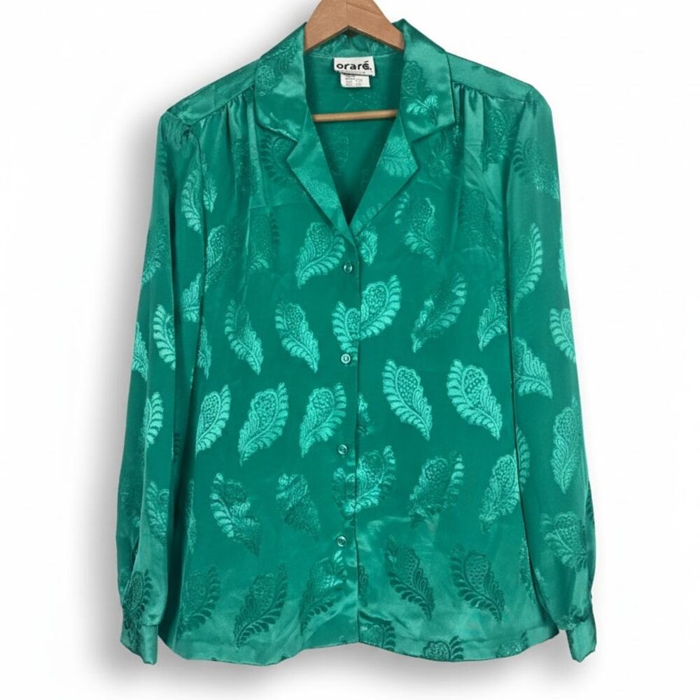 Orare Women 14 Vintage Career Office Modest Secretary Whimsigoth Jacquard Blouse
